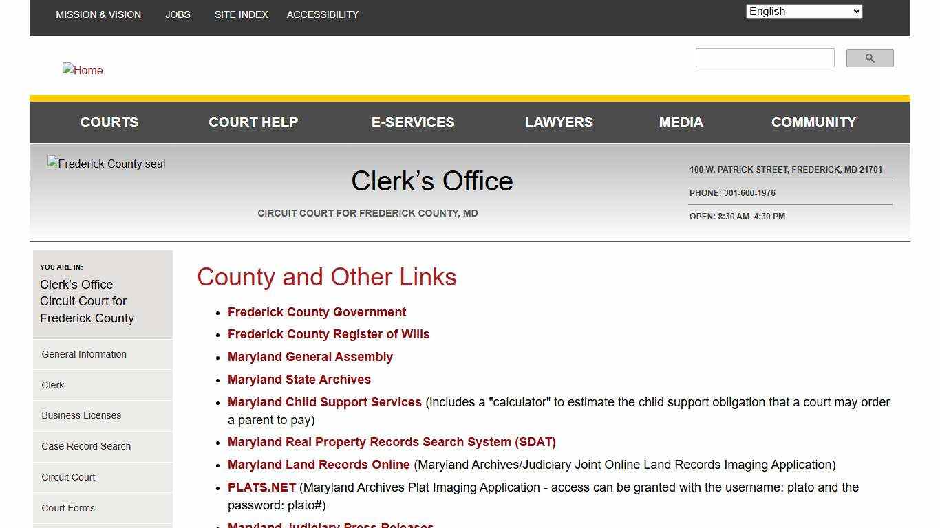 County and Other Links Maryland Courts
