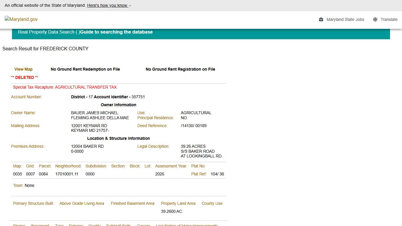 SDAT: Real Property Data Search
